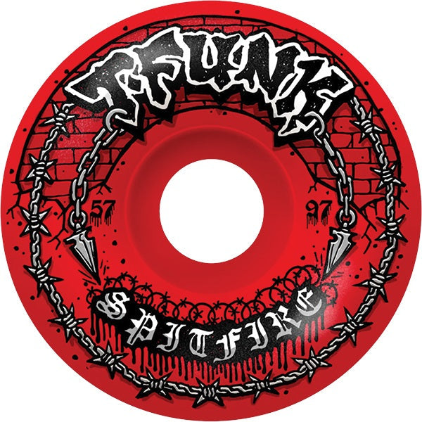 Spitfire Wheels Funkhouser F4 Radial Full Raw 57mm 97a - Red (Set of 4)