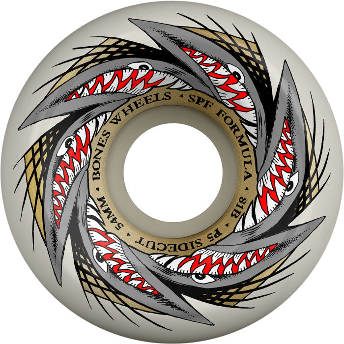 Bones SPF Pool Sharknado P5 Sidecut 54mm 101a Wheels - White (Set of 4)