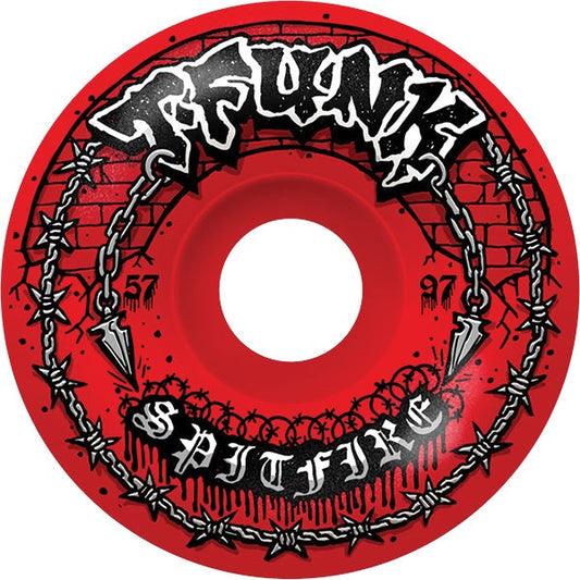 Spitfire Wheels Funkhouser F4 Radial Full Raw 57mm 97a - Red (Set of 4)
